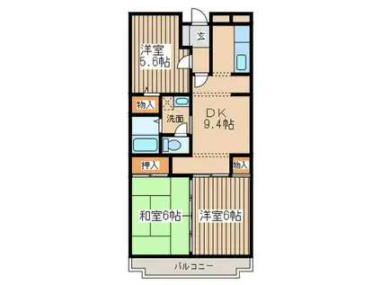 アジュール湘南(3DK/2階)の間取り写真