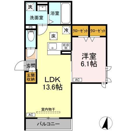 D-HILLS子安III(1LDK/1階)の間取り写真