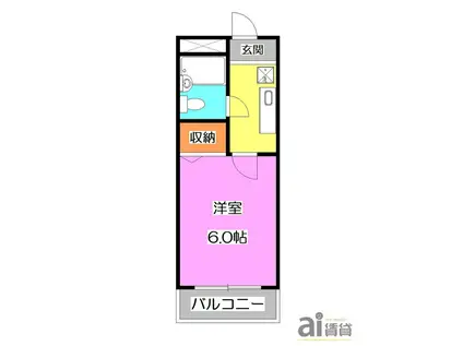 フレンズピュア新宿(1K/3階)の間取り写真