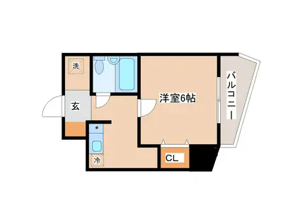 ウエストプラザ花京院(1K/6階)の間取り写真