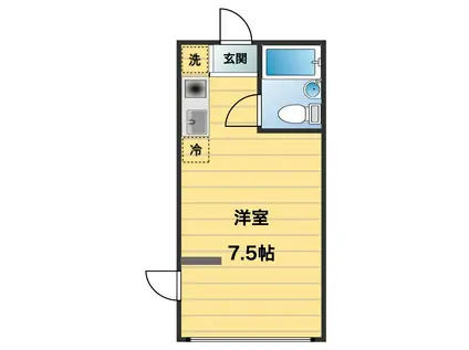 プレイントゥリーハイツ(ワンルーム/3階)の間取り写真