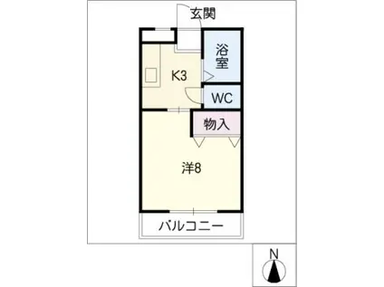 フローラヤゴト(1K/2階)の間取り写真