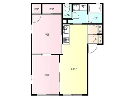 カーサ・タカハシ(2LDK/2階)の間取り写真