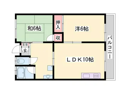 ハイツハリマ(2LDK/3階)の間取り写真