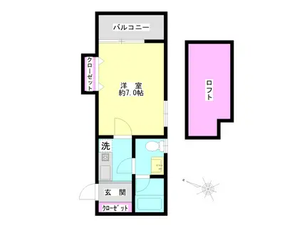 トレドール相模が丘(1K/2階)の間取り写真