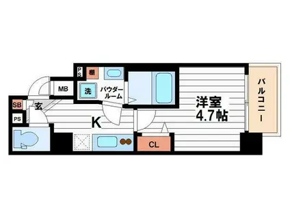 ファーストフィオーレ心斎橋イーストIII(1K/7階)の間取り写真