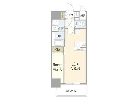 エスリード ザ・レガリア新栄PREMIER(1LDK/13階)の間取り写真