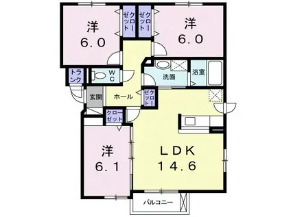 SUNPARK岩見沢(3LDK/3階)の間取り写真