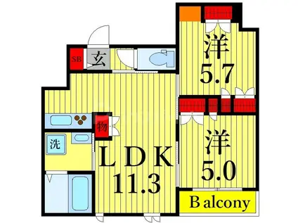 レセレニタI(2LDK/3階)の間取り写真