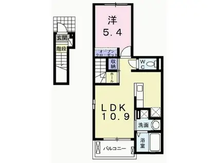 ダンディライオンI(1LDK/2階)の間取り写真