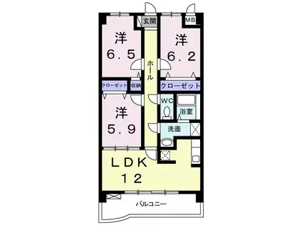 サンライズ新池(3LDK/1階)の間取り写真