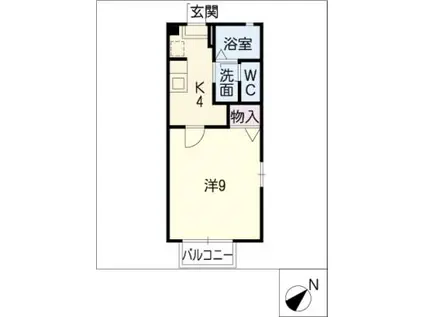 ディアス竹の山 A棟(1K/1階)の間取り写真