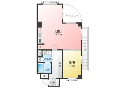 朝日マンション御殿山(1LDK/6階)の間取り写真