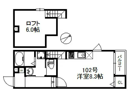 シーサイドポラリス(ワンルーム/1階)の間取り写真