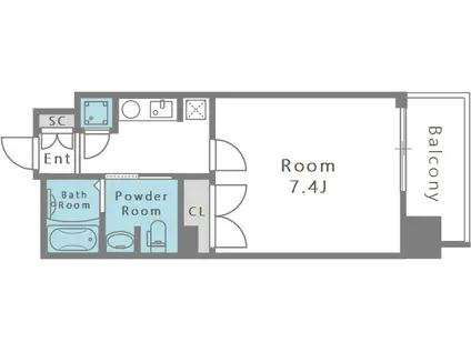 フォレシティ肥後橋(1K/11階)の間取り写真