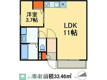 バンヴィーレ南流山(1LDK/3階)の間取り写真