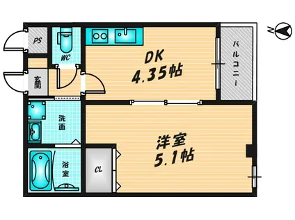 ラガーパレス花園(1DK/3階)の間取り写真