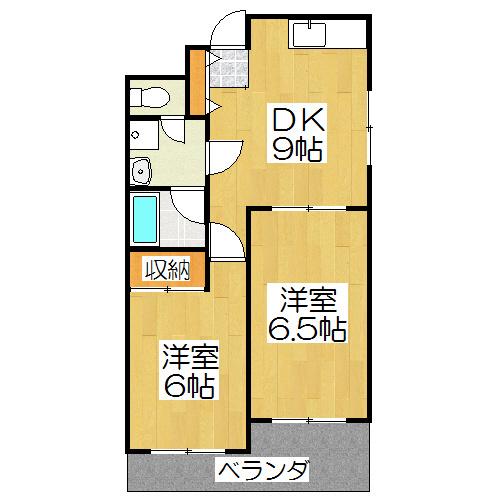 ベルデュール岩倉(2LDK/2階)の間取り写真
