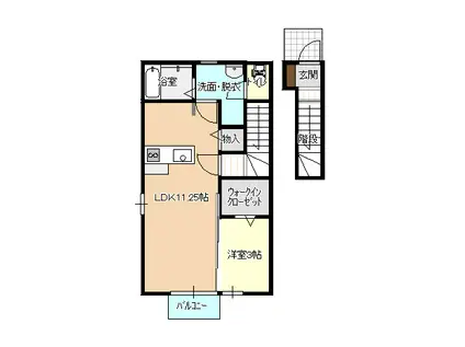 グランディオ本陣前 B棟(1LDK/2階)の間取り写真