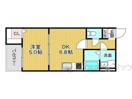 フランツ茨木(1DK/3階)の間取り写真