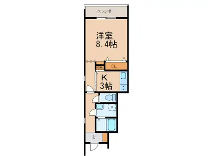 クラウンハイツ新中島II C棟(1K/1階)の間取り写真