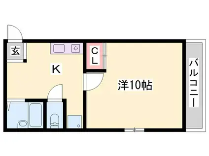 シャインコスモマンション(1DK/1階)の間取り写真