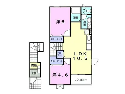 ヴィラ・ソレアード(2LDK/2階)の間取り写真