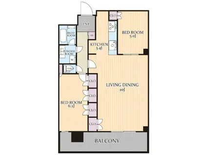 ブランズタワー南千住(2LDK/19階)の間取り写真