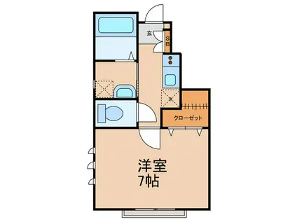 K FLAT(1K/1階)の間取り写真