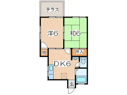 マリンフォード林(2DK/1階)の間取り写真