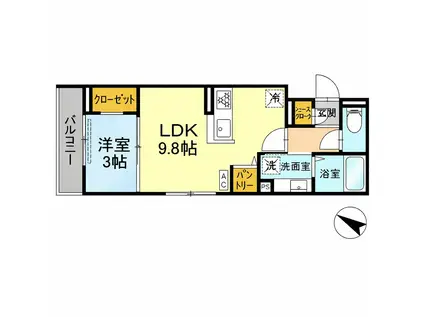 セイメイユール(1LDK/3階)の間取り写真