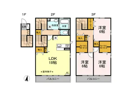 コンフォート201(3LDK/2階)の間取り写真