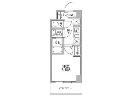 パークフラッツ横濱平沼橋(1K/2階)の間取り写真