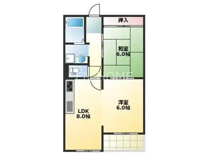 コーポラス静(2LDK/3階)の間取り写真