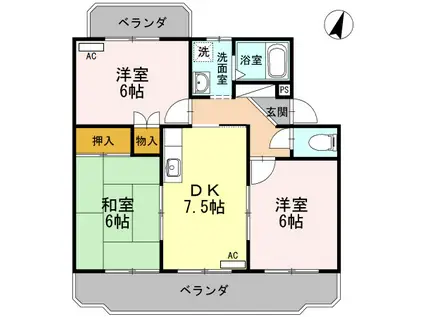 グレースリヴラン(3DK/2階)の間取り写真