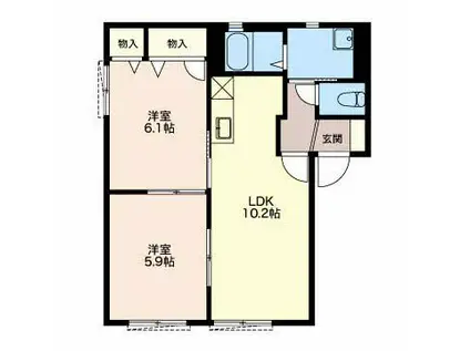 ヴェルドミール愛(2LDK/2階)の間取り写真