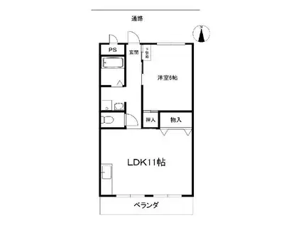西田マンション(1LDK/2階)の間取り写真