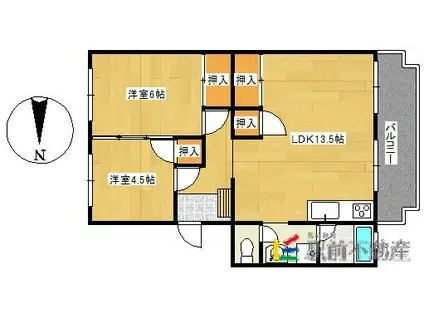 コーポ白山(2LDK/2階)の間取り写真