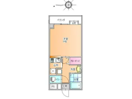 パロスビル(1K/4階)の間取り写真