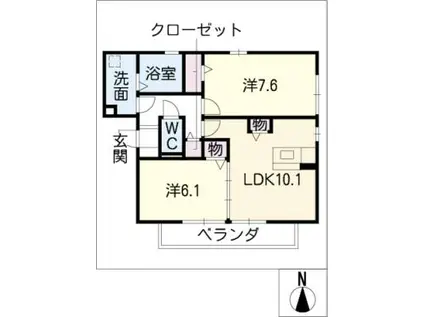 ハイツシダーフォレスト(2LDK/1階)の間取り写真