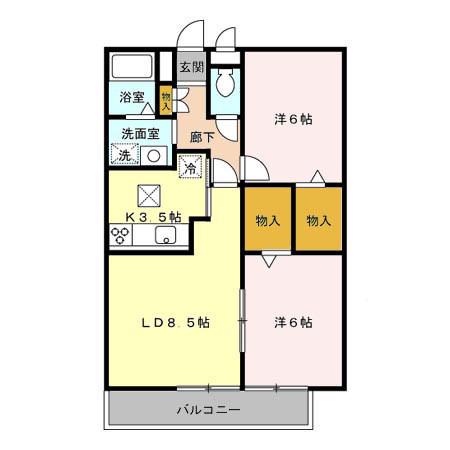 ロイヤルハーモニー(2LDK/3階)の間取り写真