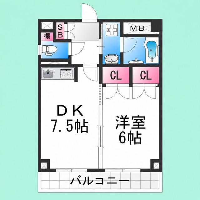 TSカーサSECONDO(1LDK/7階)の間取り写真