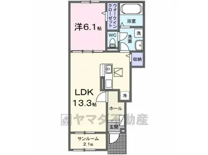 駒生ピークス(1LDK/1階)の間取り写真