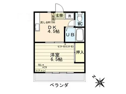 ロイヤルワイズ(1DK/1階)の間取り写真