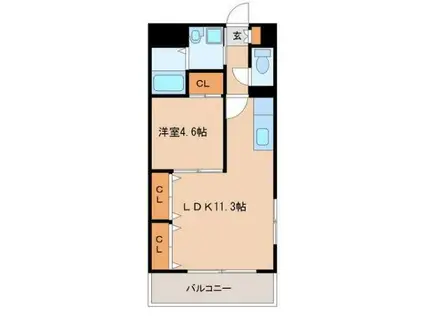 ウエストコート(1LDK/3階)の間取り写真