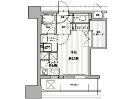アクタス天神北(1LDK/7階)の間取り写真
