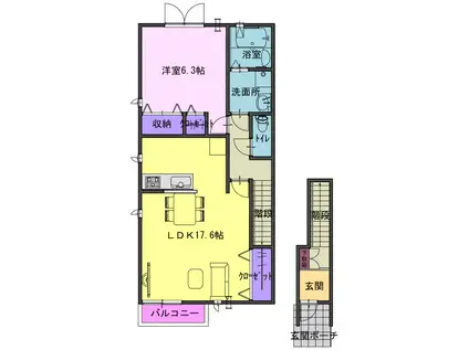 クレール(1LDK/2階)の間取り写真