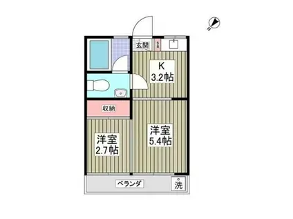 第2白楽マンション(2K/2階)の間取り写真