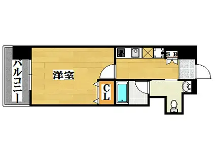 アソシアグロッツオ薬院サウスシーン(1K/7階)の間取り写真