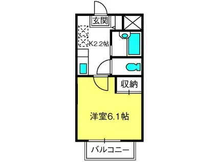 メゾンヴィトライユ(1K/2階)の間取り写真